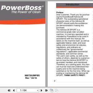 PowerBoss Riding Scrubber Admiral 26 SPORT User Manual 988726UMPBS 2016 (1)