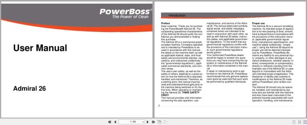 PowerBoss Riding Scrubber Admiral 26 User Manual 988726umpb 2011 (1) Powerboss Riding Scrubber Admiral 26 User Manual 988726Umpb 2011 (1)