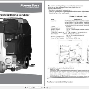 Powerboss Riding Scrubber Admiral 28 32 Parts Manual Wiring Diagram 988739Pb 2012 (1)