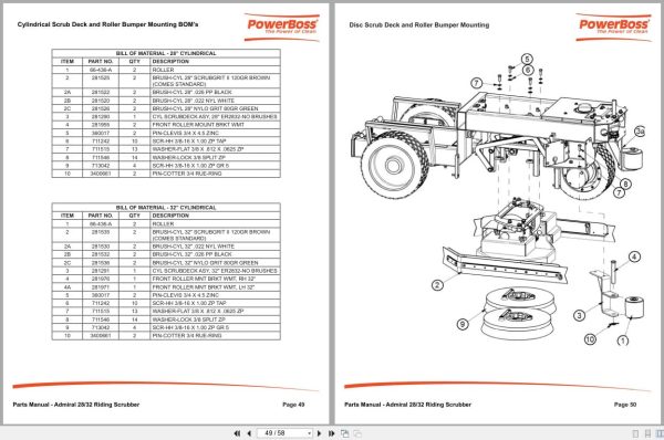 Powerboss Riding Scrubber Admiral 28 32 Parts Manual Wiring Diagram 988739Pb 2016 (2)
