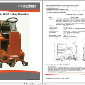 Powerboss Riding Scrubber Admiral 28 32 Parts Manual Wiring Diagram 988739Pb 2017 (1)