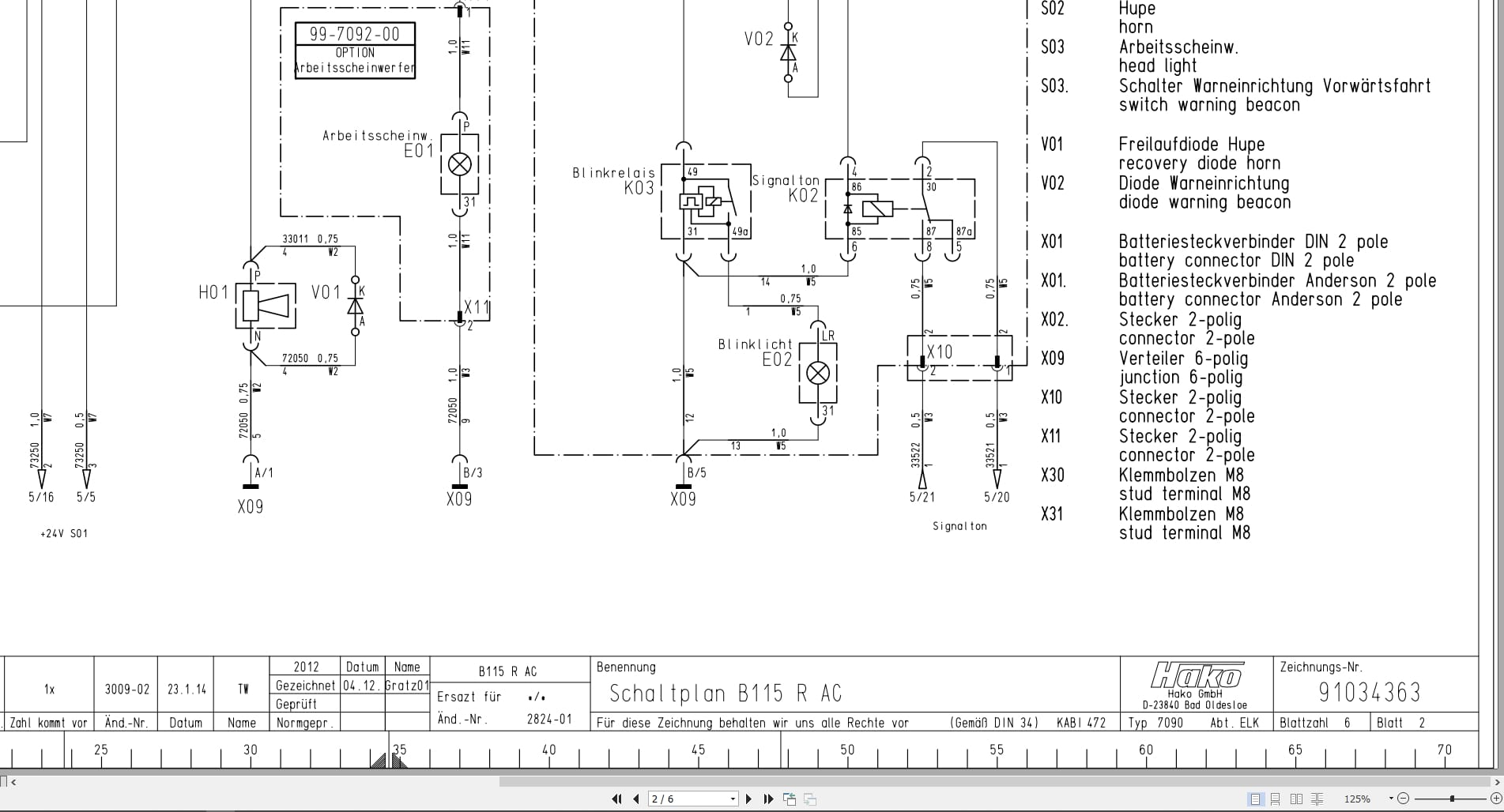 PowerBoss Scrubber ADM 28 30 B115 R AC Electrical Schematic 91034363 (2)
