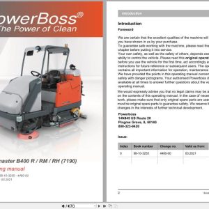 PowerBoss Scrubber B400R B400RM B400RH Operating Manual 88 10 3255 4480 00 2021 (1)