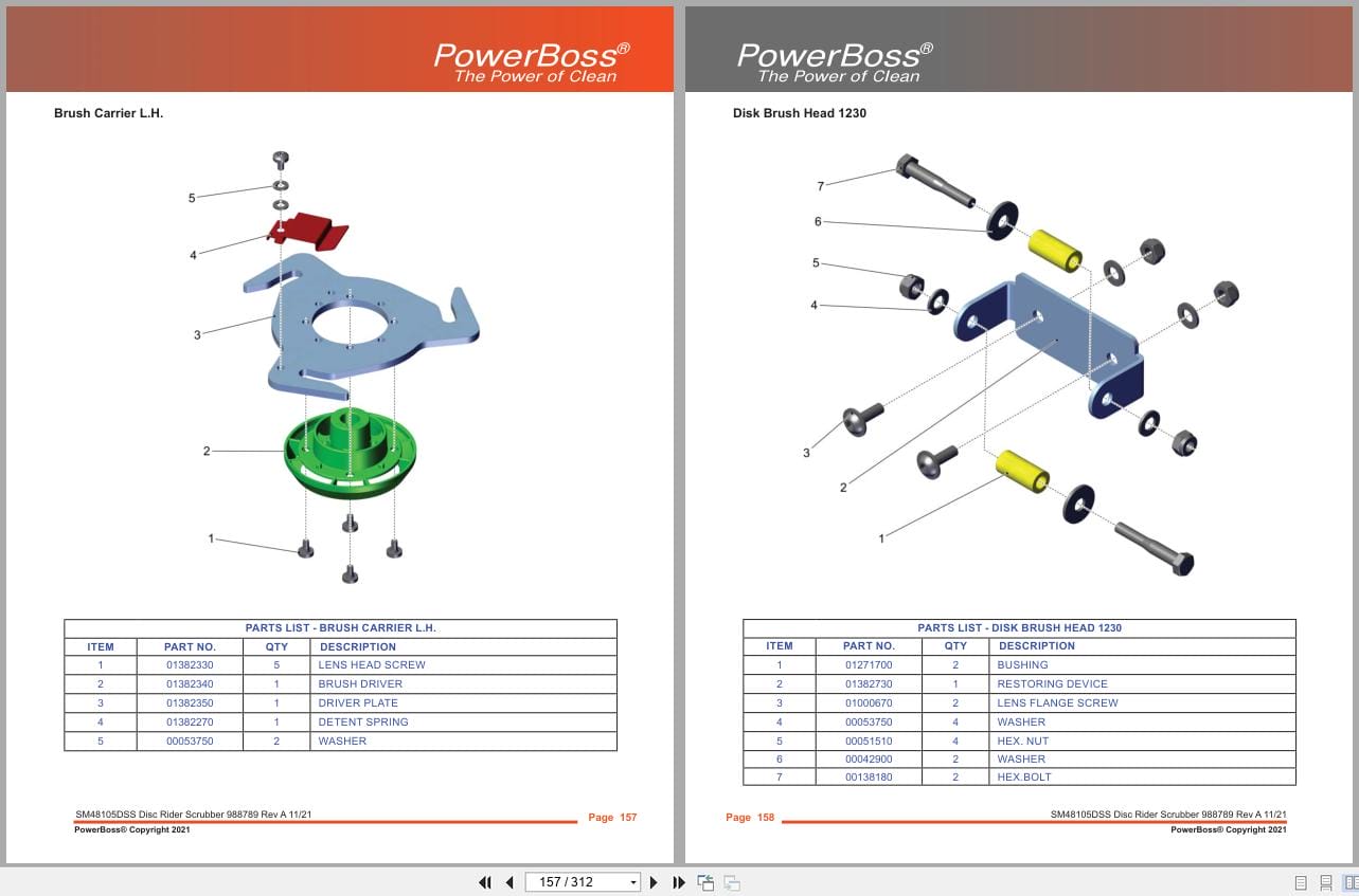 PowerBoss Scrubber B400R SM48105DSS SM48105DSSQP Parts Catalog 988789 2021 (2)