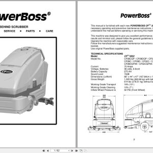 PowerBoss Scrubber CP 2832 Operation Service Parts 988322 (1)