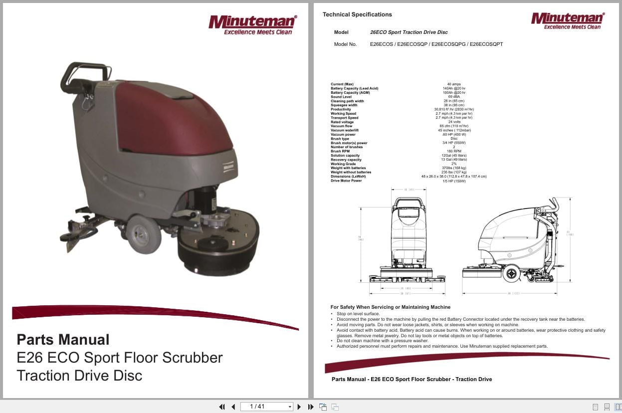 PowerBoss Scrubber E26ECO Sport Parts Manual 988737S 2016 (1)