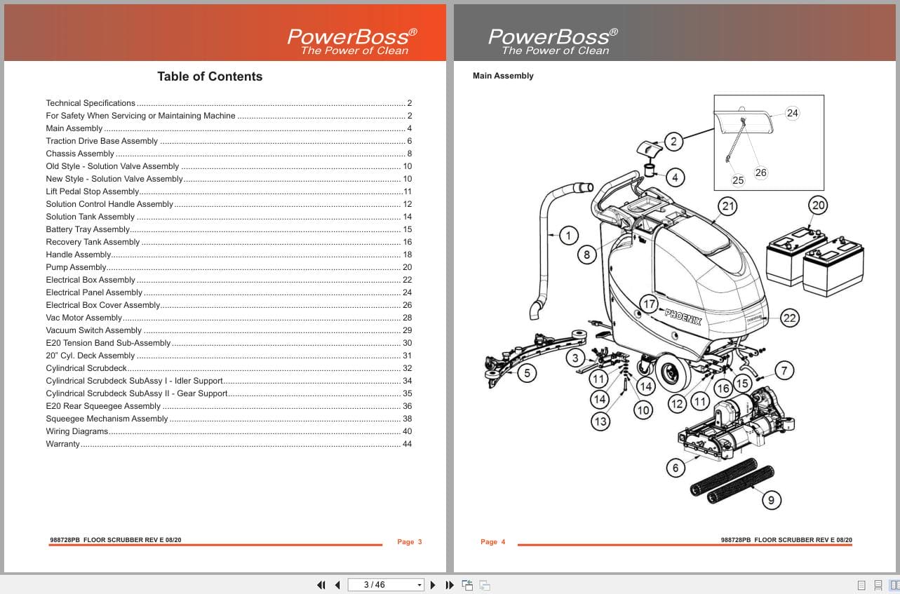 PowerBoss Scrubber PHX20 Parts Manual Wiring Diagram 988728PB 2020 (2)