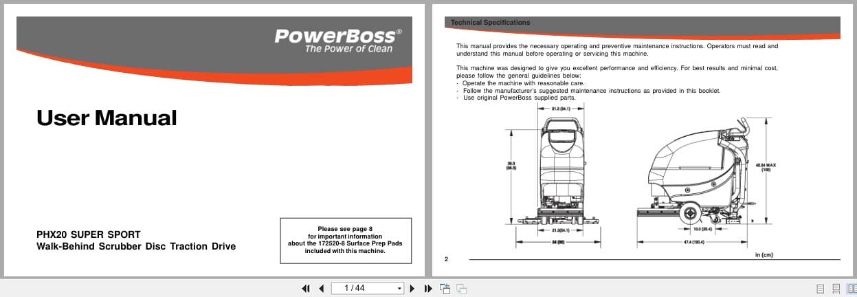 PowerBoss Scrubber PHX20 Super Sport PHX20SS User Manual 988721UMPBS 2012 (1)