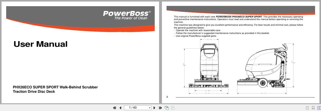 PowerBoss Scrubber PHX26ECO Super Sport PHX26ECOSS User Manual 988737UMPBS 2013 (1)