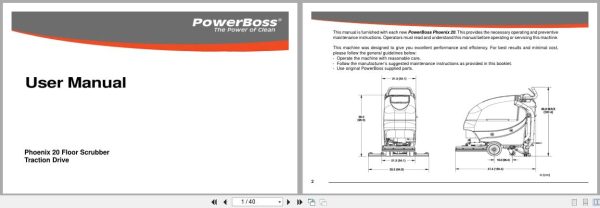 Powerboss Scrubber Phoenix 20 Phx20Tdqp Phx20Tdqpg 3336075Qp User Manual 988721Umpb 2010 (1)