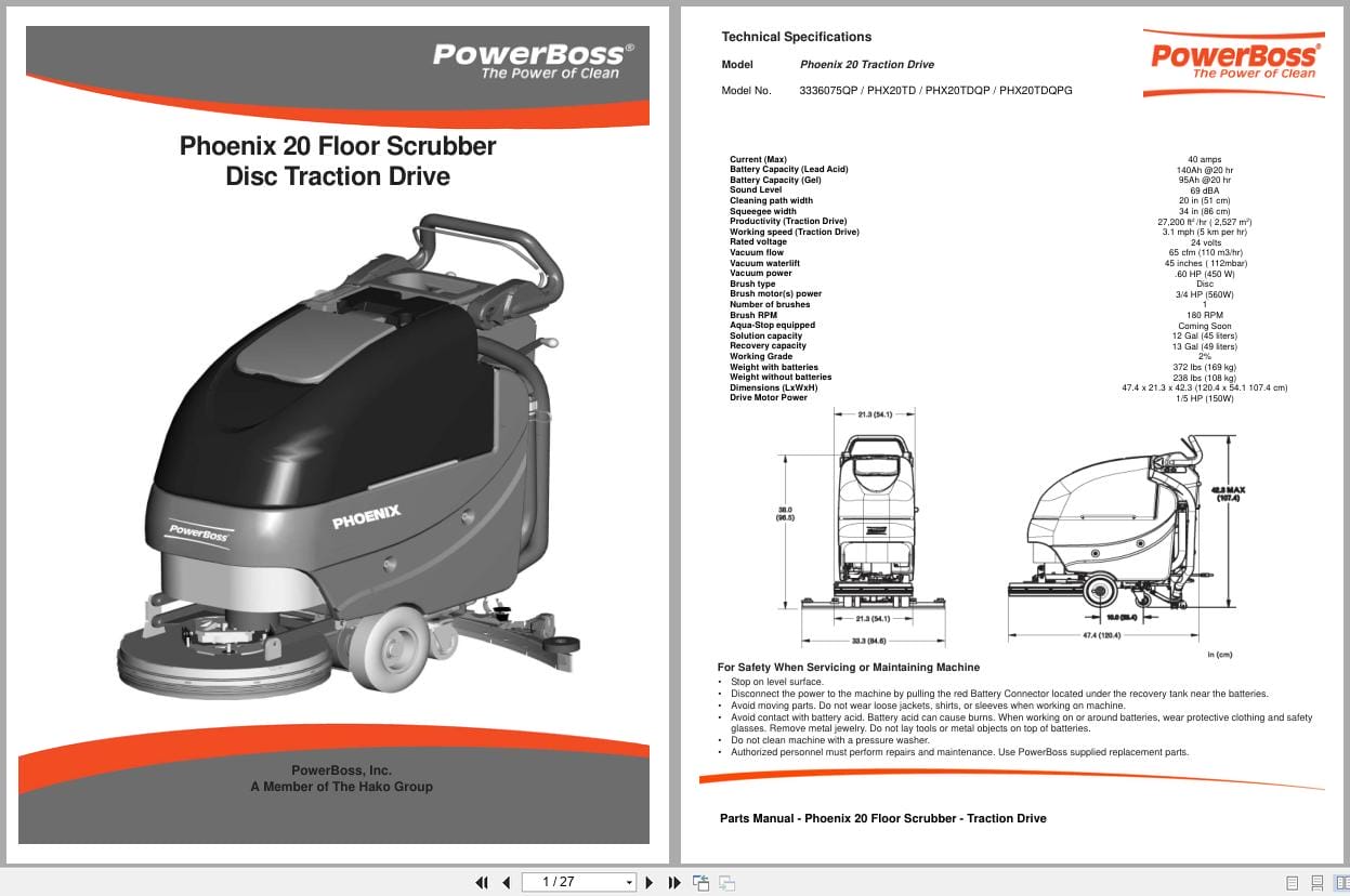 PowerBoss Scrubber Phoenix 20 Parts Manual 988721PB 2010 (1)