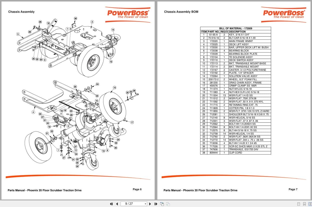 PowerBoss Scrubber Phoenix 20 Parts Manual 988721PB 2010 (2)