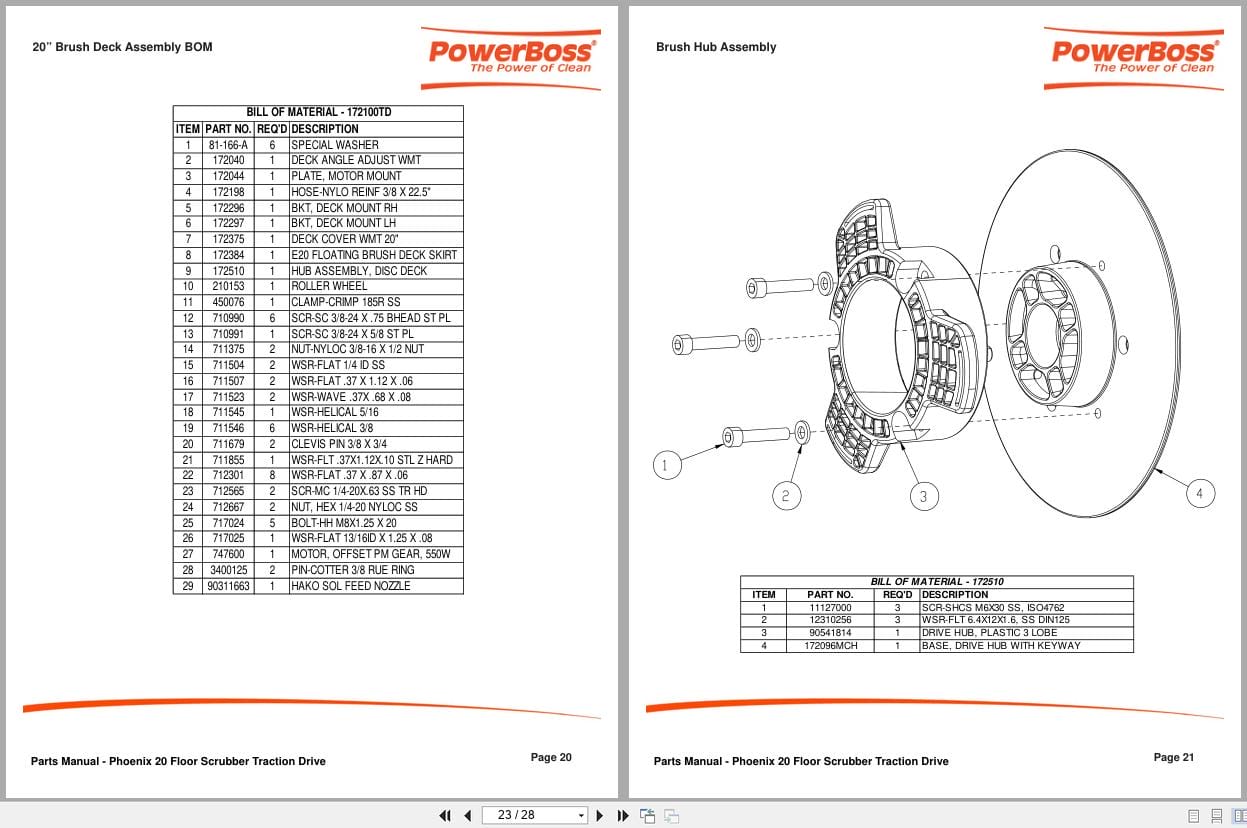 PowerBoss Scrubber Phoenix 20 Parts Manual 988721PB 2011 (2)