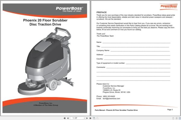 PowerBoss Scrubber Phoenix 20 Parts Manual 988721PB 2016 (1) Powerboss Scrubber Phoenix 20 Parts Manual 988721Pb 2016 (1)