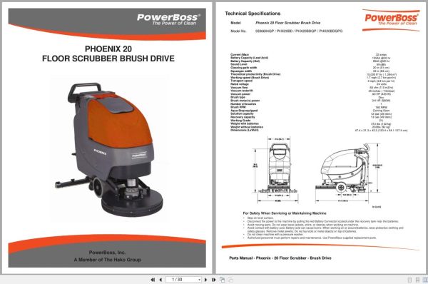 PowerBoss Scrubber Phoenix 20 Parts Manual Wiring Diagram 988720PB 2010 (1) Powerboss Scrubber Phoenix 20 Parts Manual Wiring Diagram 988720Pb 2010 (1)