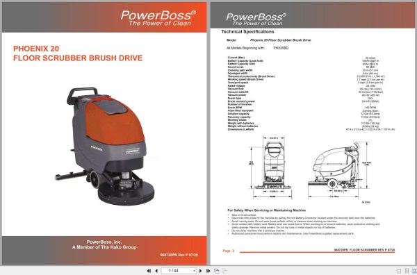 Powerboss Scrubber Phoenix 20 Parts Manual Wiring Diagram 988720Pb 2020 (1)