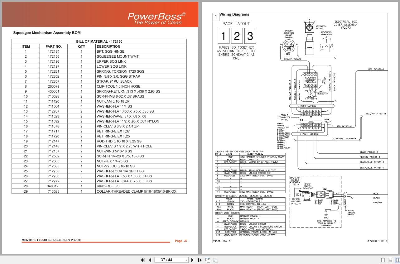 PowerBoss Scrubber Phoenix 20 Parts Manual Wiring Diagram 988720PB 2020 (2)