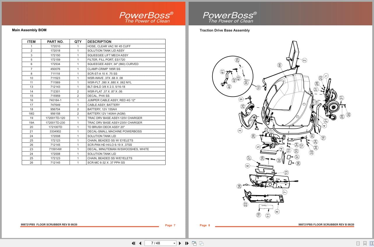 PowerBoss Scrubber Phoenix 20 Super Sport Parts Manual Wiring Diagram 988721PBS 2020 (2)