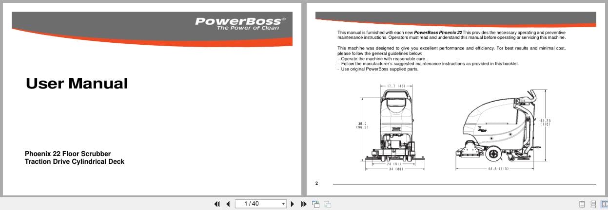 PowerBoss Scrubber Phoenix 22 3336074QP User Manual 988728UMPB 2009 (1)