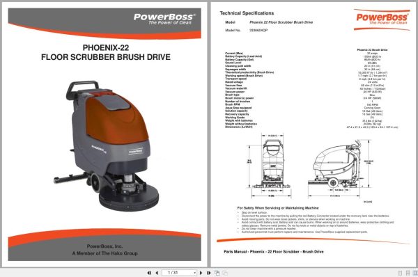 Powerboss Scrubber Phoenix 22 3336604Qp Parts Manual Wiring Diagram 988720Pb 2008 (1)
