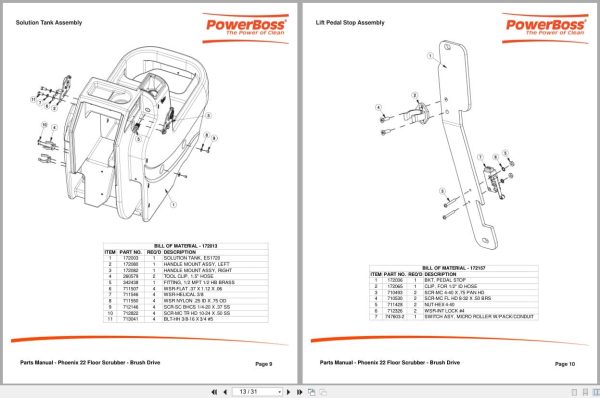 Powerboss Scrubber Phoenix 22 3336604Qp Parts Manual Wiring Diagram 988720Pb 2008 (2)