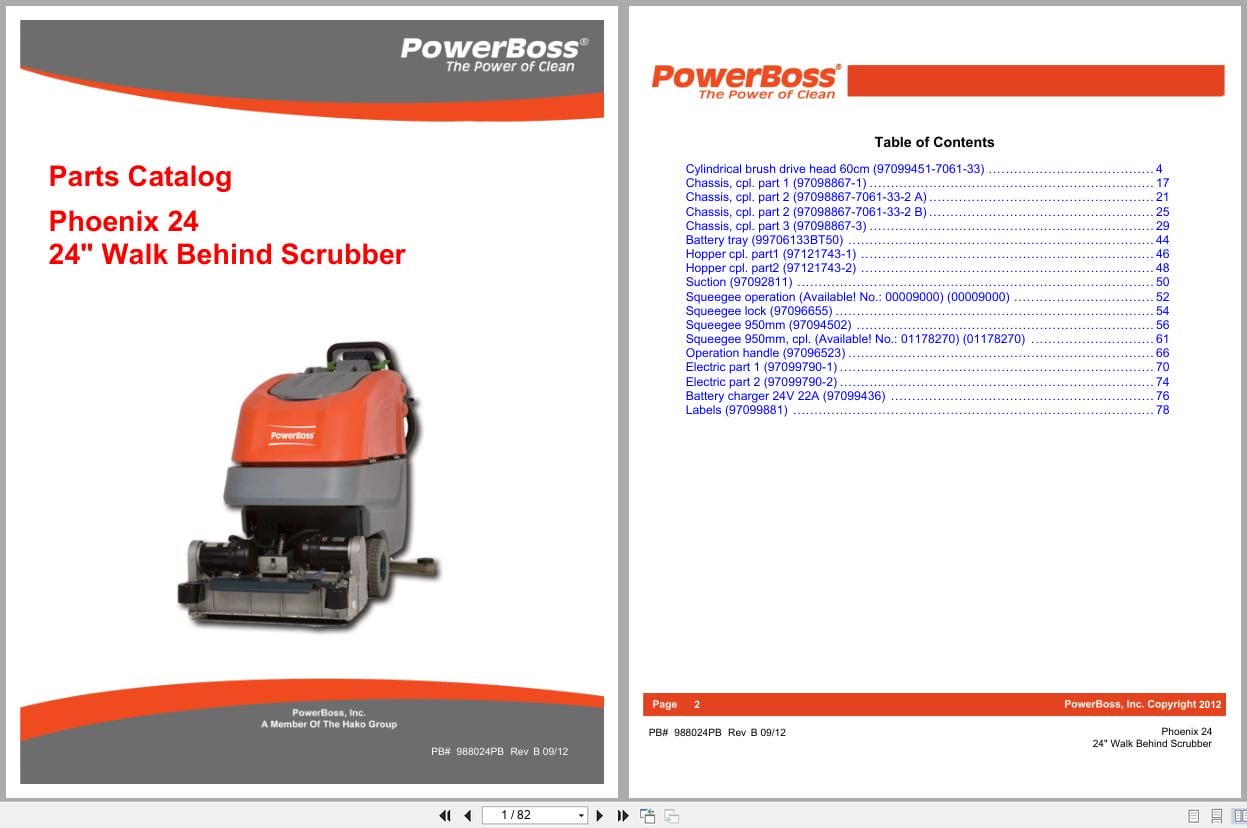 PowerBoss Scrubber Phoenix 24 Parts Catalog 988024PB 2012 (1)