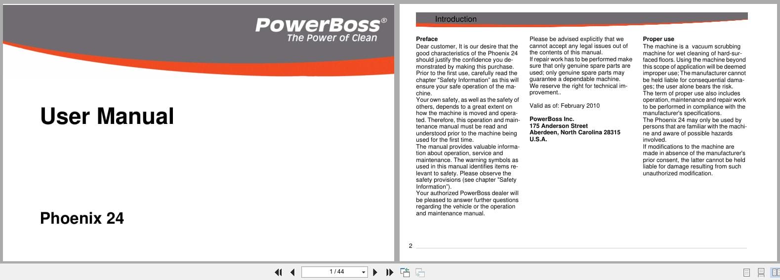 PowerBoss Scrubber Phoenix 24 User Manual 988024umpb 2010 (1)