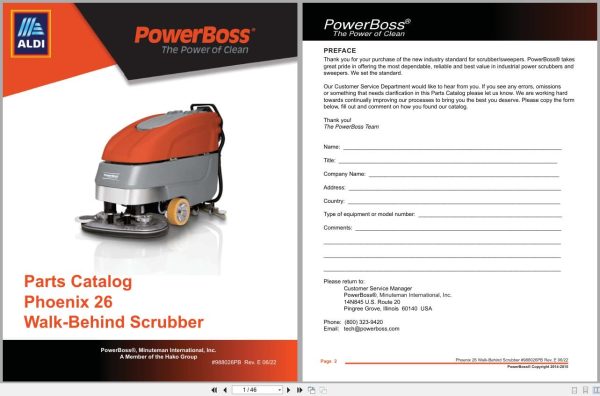 PowerBoss Scrubber Phoenix 26 PHX26DQP PHX26DQPG User Manual 988026PB 2022 (1) Powerboss Scrubber Phoenix 26 Phx26Dqp Phx26Dqpg User Manual 988026Pb 2022 (1)