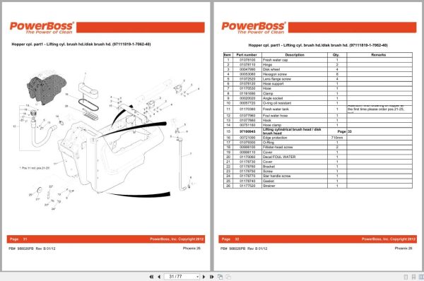 Powerboss Scrubber Phoenix 26 Parts Catalog 988026Pb 2012 (2)