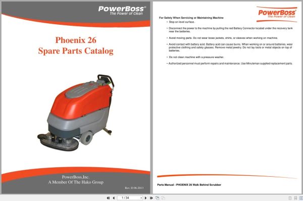 Powerboss Scrubber Phoenix 26 Spare Parts Catalog 988026Pb 2013 (1)