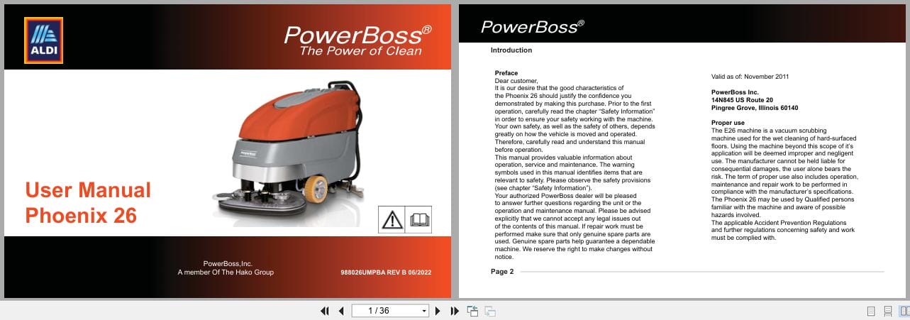 PowerBoss Scrubber Phoenix 26 User Manual 988026UMPBA 2022 (1)