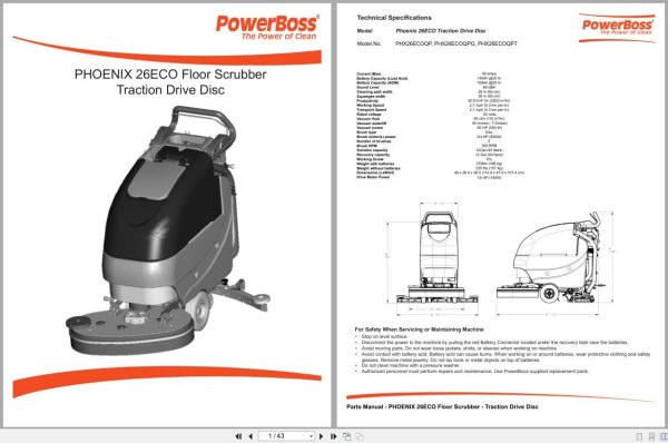 Powerboss Scrubber Phoenix 26Eco Parts Manual Wiring Diagram 988737Pb 2016 (1)