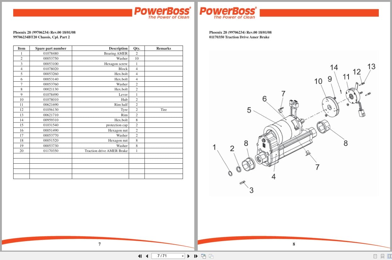 PowerBoss Scrubber Phoenix 28 Spare Parts Catalog 4100008 2012 (2)