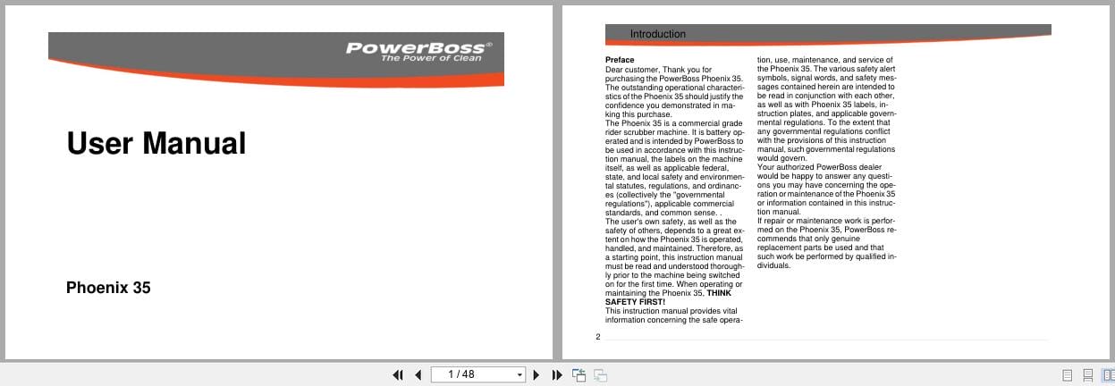 PowerBoss Scrubber Phoenix 35 User Manual 988033UMPB 2009 (1)