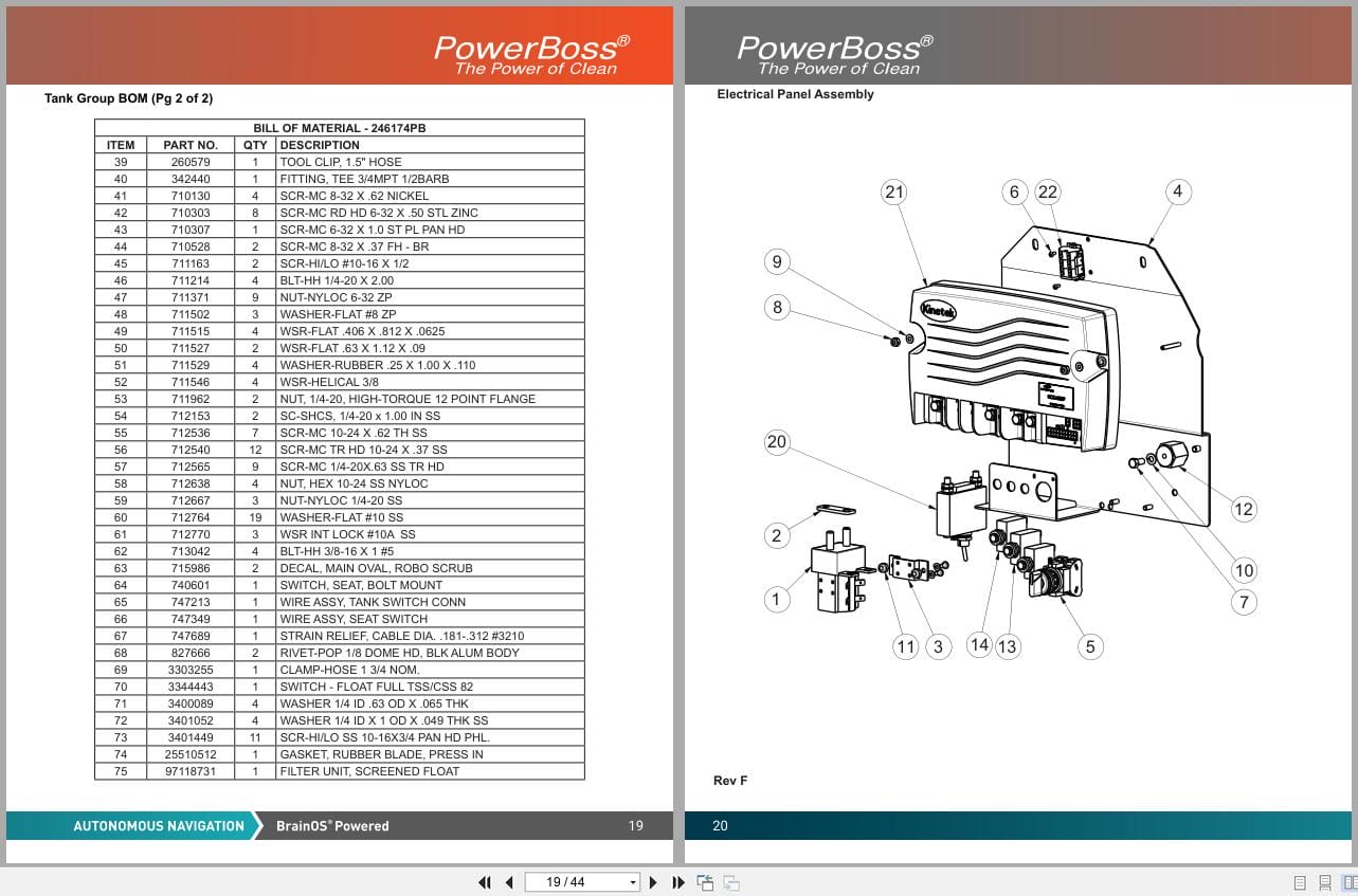 PowerBoss Scrubber RoboScrub 20 MR20 AIQP PB Parts Manual 988767 2020 (2)