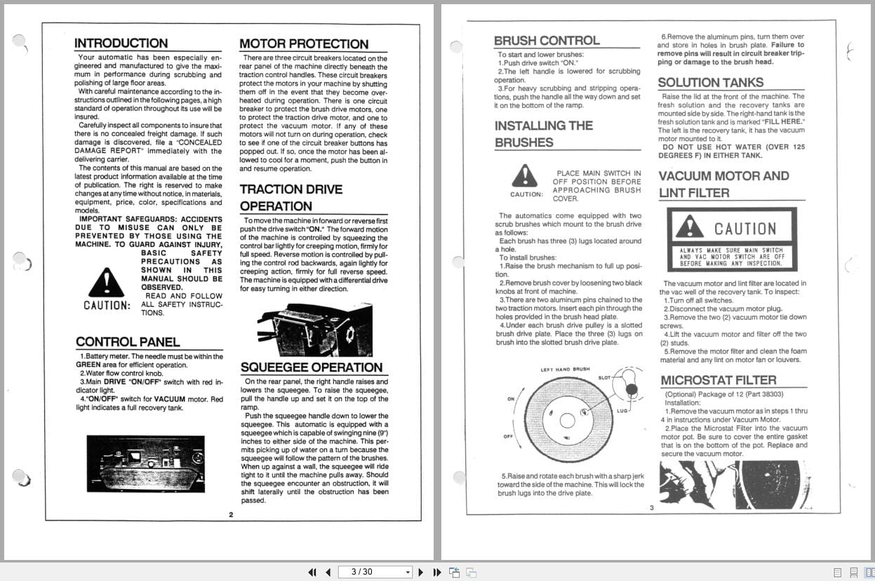 PowerBoss Scrubber SB 26 SB 32 Operating Maintenance Instructions Parts (3)