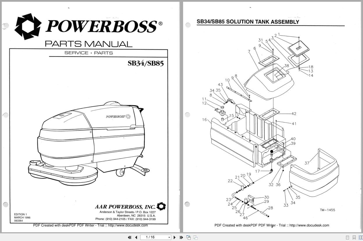 PowerBoss Scrubber SB34 SB85 Parts Manual (1)