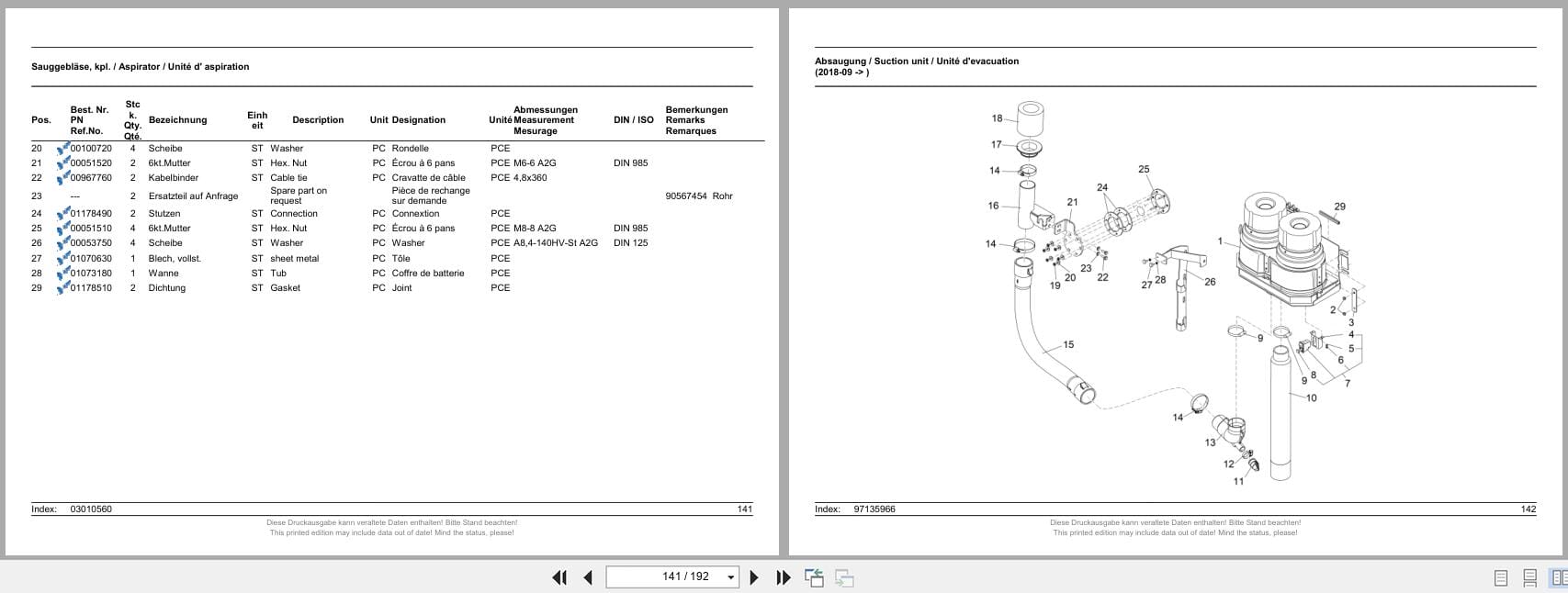 PowerBoss Scrubber Scrubmaster B310R WB 960 Spare Parts List 85 00 1993 780 EN DE FR (2)