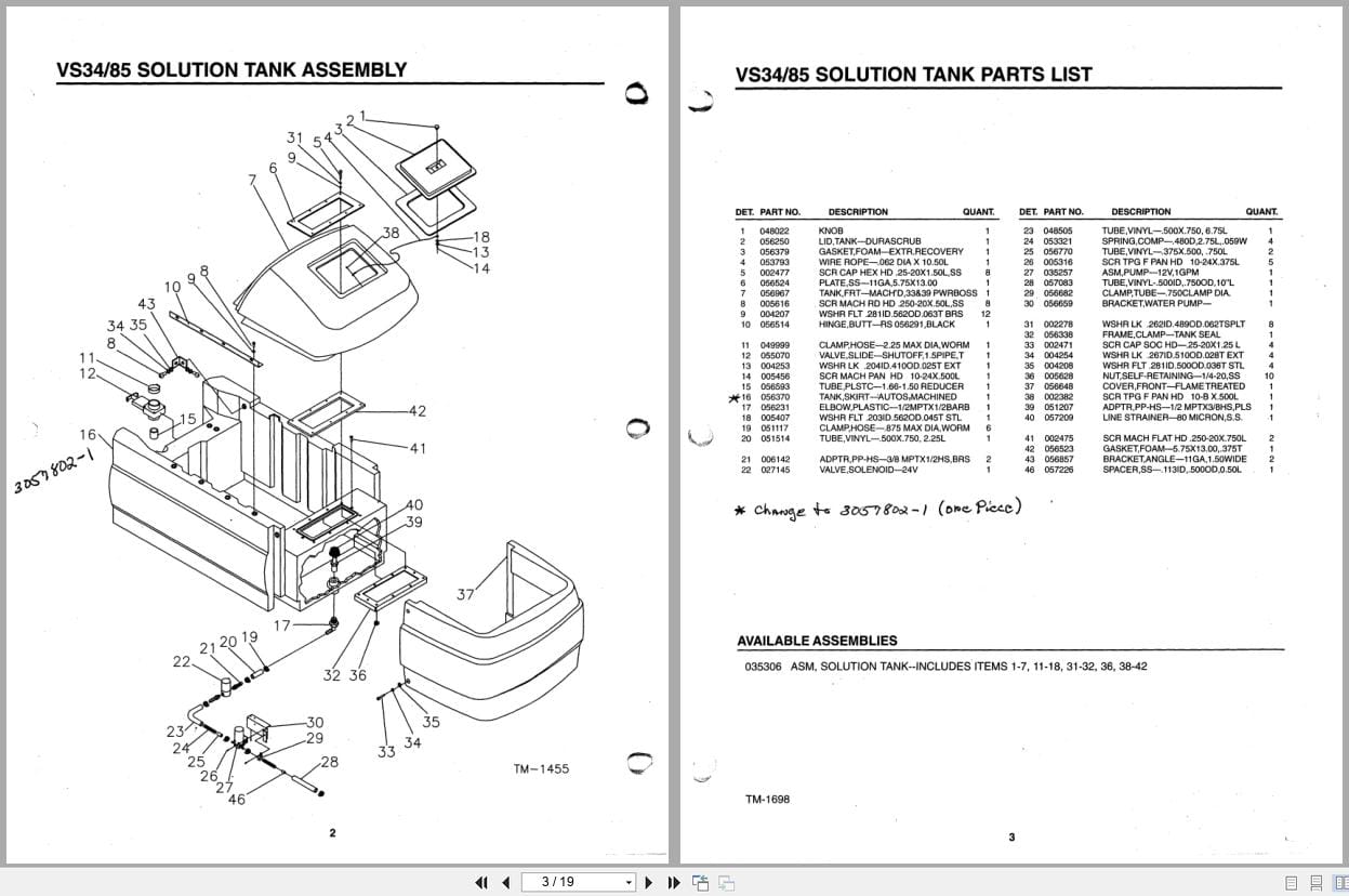 PowerBoss Scrubber VS34 VS85 Parts Manual 083425 (2)