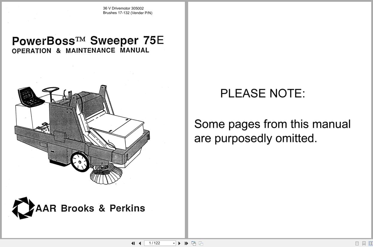PowerBoss Sweeper 75E Operation Maintenance Manual (1)