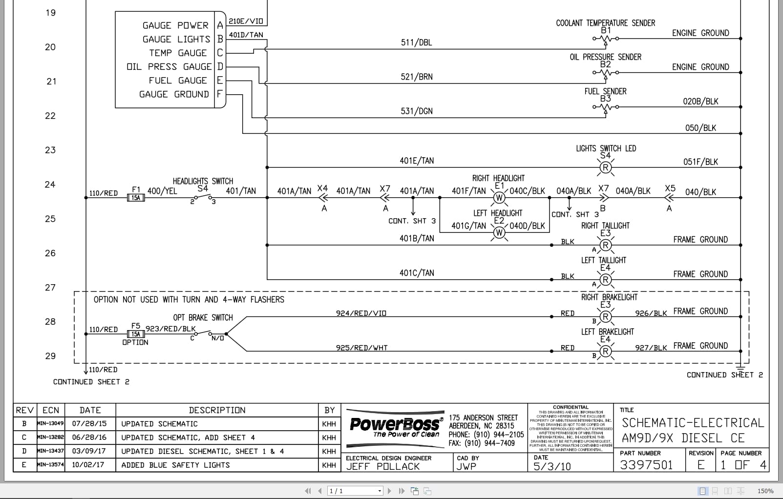 PowerBoss Sweeper AM9D AM9X Diesel CE Electrical Schematic 3397501 2017 (1)