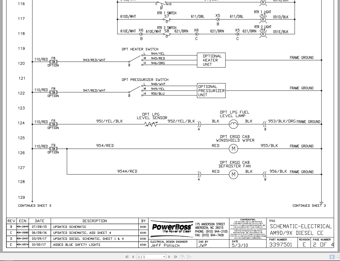 PowerBoss Sweeper AM9D AM9X Diesel CE Electrical Schematic 3397501 2017 (2)