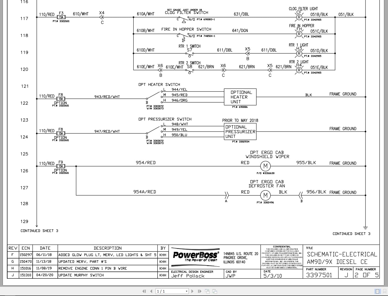 PowerBoss Sweeper AM9D AM9X Diesel CE Electrical Schematic 3397501 2020 (2)