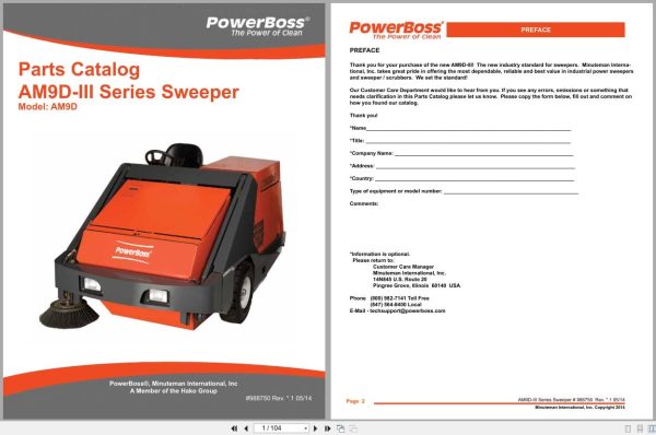 Powerboss Sweeper Am9D Iii Am9D Sw9Xkdsl Parts Catalog Wiring Diagram 988750 2014 (1)