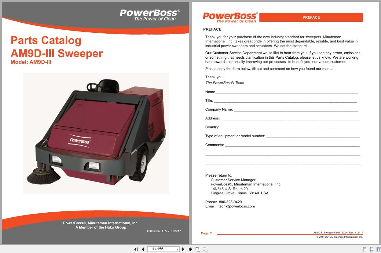 PowerBoss Sweeper AM9D III Parts Catalog Wiring Diagram 988750ZH 2017 (1)