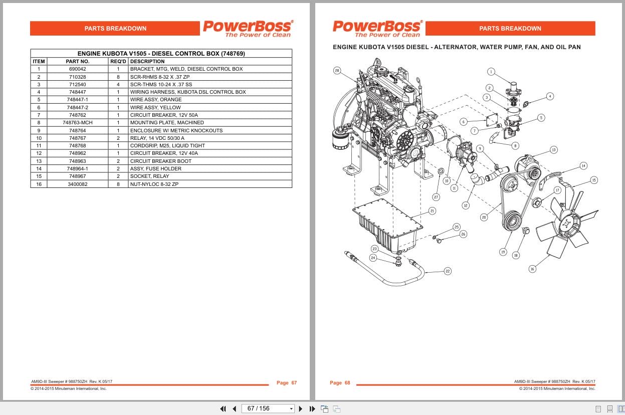 PowerBoss Sweeper AM9D III Parts Catalog Wiring Diagram 988750ZH 2017 (2)