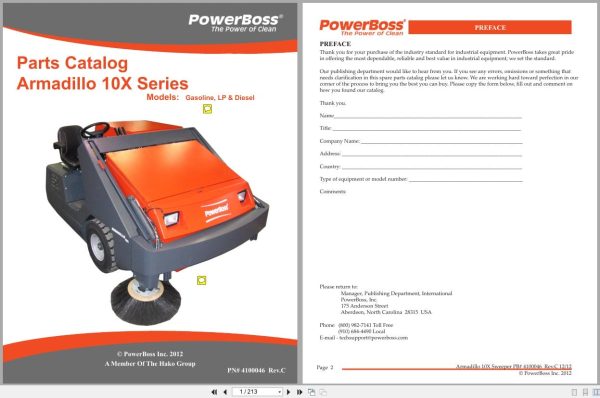 Powerboss Sweeper Armadillo 10X Series Parts Catalog Wiring Diagram 4100046 2012 (1)