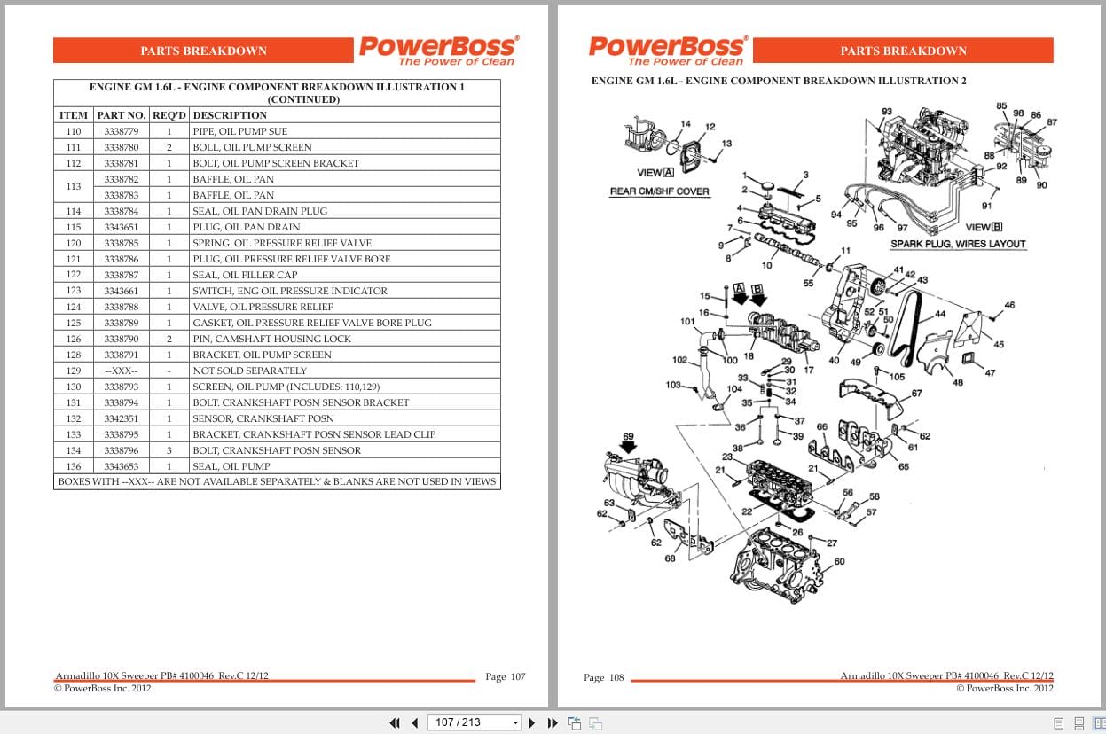 PowerBoss Sweeper Armadillo 10X Series Parts Catalog Wiring Diagram 4100046 2012 (2)