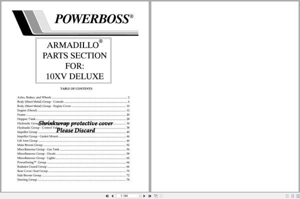 PowerBoss Sweeper Armadillo 10XV Deluxe Parts Section (1) Powerboss Sweeper Armadillo 10Xv Deluxe Parts Section (1)