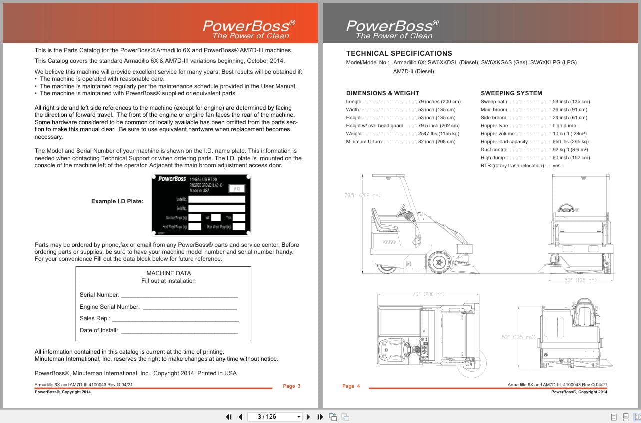 PowerBoss Sweeper Armadillo 6X AM7D III Parts Catalog Wiring Diagram 4100043 2021 (5)